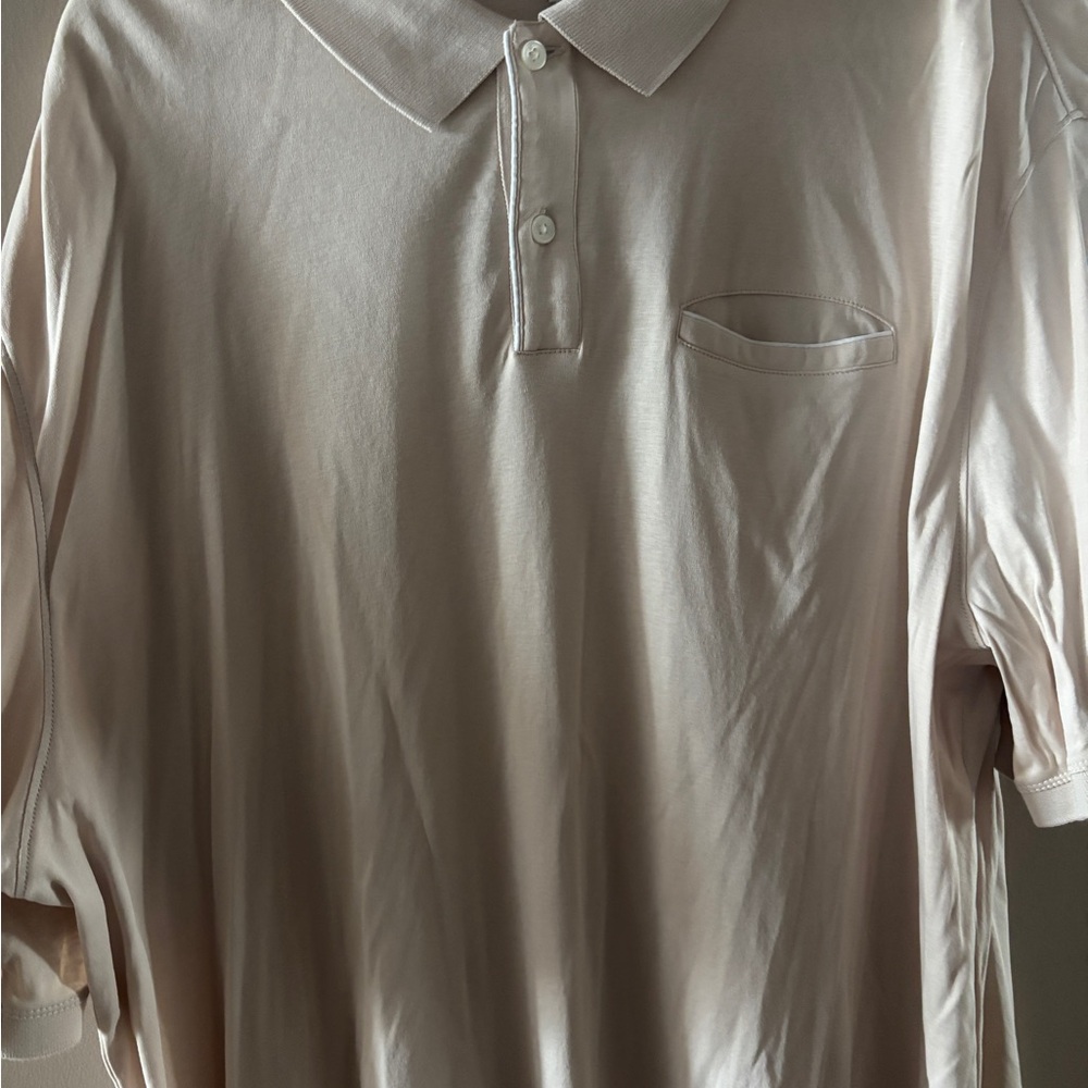 Banana Republic Factory Men’s Cream Polo Shirt with Chest Pocket XXL TALL